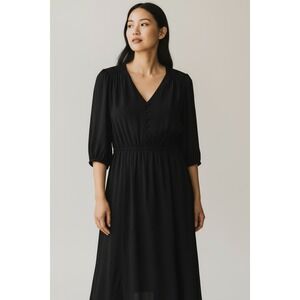 London Times‎ Dress Elegant Black OfficeSmocked Waist Cocktail Party Size 8